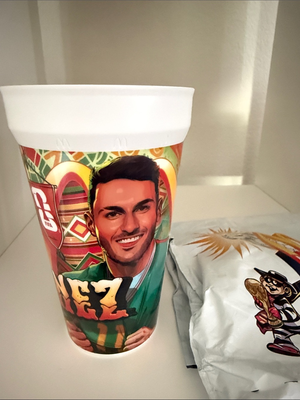 White Party Cup with Colorful Player Design